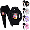 Miniatyrbillede 2 af 11: Hoodie til børn til piger Joggere Træningsbukser Sportswear Træningsoveralls Sæt Sort 140cm