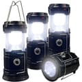 Set med 4 campinglampor, LED, Solare, Svart