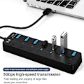 Miniatyrbillede 2 af 5: 7-port USB 3.0 Hub med On/Off-knapper til MacBook, Mac Pro & flere enheder