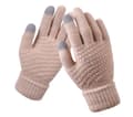 Stickade handskar - pekskärm - en storlek - varm vinterfavorit - Beige
