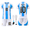 Miniatyrbillede 1 af 2: Messi Argentina Børnefodbolddragt, Størrelse 24-25, Nummer 10, 3 Stjerner L