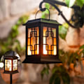 Miniatyrbild 1 av 5: Solarlampa för utomhusbruk, Solarlykta för trädgård, Solarlykta Två Arbetslägen Blinkande/Varm Solfackla Trädgård För Utomhus Trädgårdsdekoration