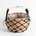 Miniatyrbild 10 av 11: Halmplanta extra stor extra stor krukväxt blomkorg växtkorg vävd golv inomhus bonsai White fishing net with bulging belly large