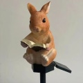 Miniatyrbild 7 av 8: Solcellslampor för trädgård, simulering av djur, harts, utomhusbelysning, vattentät, landskapsdekoration, solcellslampor för gräsmatta, markspikljus Rabbit Shovel