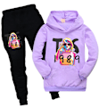 Miniatyrbild 1 av 11: Hoodie för barn för flickor Joggers Träningsbyxor Sportkläder Träningsoverall Set Lila 150cm
