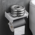 Miniatyrbild 7 av 8: Vit toalettpappershållare med hylla, plast toalettrullehållare väggmonterad självhäftande, droppsäker lätt rullhållare vattentät rost White