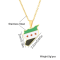Miniatyrbilde 8 av 8: Rustfritt stål Syria Kart Flagg Hänge Halsband Mode Syria - Silver