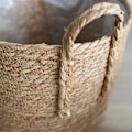 Miniatyrbilde 5 av 11: Halm blomsterpotte ekstra stor ekstra stor potteplante grønn plante blomsterkurv plante kurv vevd gulv innendørs bonsai White fishing net with bulging belly large