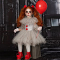 Miniatyrbilde 2 av 4: Klovnekostyme for barn, mesh prinsessekjole, jentekjole, kostyme for jul og Halloween, forestilling S (90cm-100cm)
