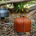 Miniatyrbillede 4 af 5: PU Læder Gasbeholder Cover - Kompatibel med Propangas Cylinder, 450g, Sort