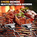 Miniatyrbild 5 av 6: 3-vägs grillspett, för utomhusgrill, 3-bent grillspett, grillspett i rostfritt stål för kött, lättanvänd slider C Set