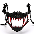 Miniatyrbild 8 av 11: 2st Halloween tvådimensionell halv ansiktsblödande mask tiger Yasha Tengu varg nue mask dansföreställningsmask Yaksha white bleeding