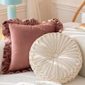 Miniatyrbillede 3 af 11: Ins græskar pude rund pude siddepude talje pude stue sofa homestay plisseret hjul futon pude Light green 35*35cm