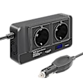 Pikkukuva 1 / 5: 200w auton invertteri, jännitteenmuunnin 12v - 220v älykkäällä ajannäytöllä LCD, 2 pistorasiaa ja 4 USB c