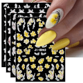 Miniatyrbild 1 av 5: 3D Självhäftande Nagelstickers med Vårblommor Stereoskopisk Färgglad Dekoration 4 Ark