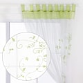 Miniatyrbilde 3 av 5: Blomstrete Skjør Gardiner Voile Broderi Hempe Topp Vinduspaneler for Soverom Stue Dekorering 2 Paneler, Grønn, B140cm x H225cm