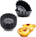 12-pack Mini Tartelettformar 6,5 cm Nonstick Kolstål Äggtartelettformar Återanvändbara Bakformar för Quiche Cheesecake Cupcake Pudding, Svart