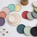Miniatyrbilde 3 av 11: Keramisk rund blomsterpotte vanntray dekorasjon Morandi pigment brennende base fortykket pute vanntray Dark green 16.8*1.8cm (inner diameter 15.5cm)