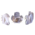 Pikkukuva 3 / 8: Svanörn Huvud Fisk Uggla Pingvin Staty Natursten Grå Agat Geod Healing Kristallsnideri Djurfigurer Hantverk Heminredning Nine-tailed Fox 3pcs Nine-tailed Fox 3pcs