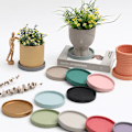 Miniatyrbilde 2 av 11: Keramisk rund blomsterpotte vannbrett dekorasjon Morandi pigment brennende base fortykket pute vannbrett Vegetarian B 15*2cm (inner diameter 13.5cm)