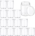 15-pack genomskinliga plastburkar med lock 6,5 x 8,5 cm påfyllningsbara tomma behållare för torrfoder, kryddor, honung, pärlor och kosmetika