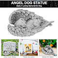 Miniatyrbillede 3 af 8: Mindehund i harpiks til kæledyr - Gravsten til kirkegård - Mindehund - Gave til mindehøjtideligheder - Sovende hund - Engel - Statue til kæledyr - Grå