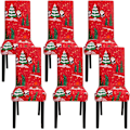 Miniatyrbild 1 av 5: 4-pack julstolsöverdrag, stretch, avtagbar tvättbar matsal Christmas Tree 6