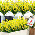 Miniatyrbild 1 av 7: 4 st utomhus konstgjorda falska blommor buskar UV-resistenta växter gul