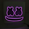 Miniatyrbild 1 av 2: Marshmallow DJ-huvudskydd LED-upplyst EVA-huvudskyddsmask Purple