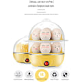 Miniatyrbilde 7 av 8: Multifunksjonell elektrisk eggkoker i rustfritt stål (dobbelt lag) Kan koke 14 egg om gangen, flertrinns timer selvkontroll koking av kylling, med automatisk Yellow