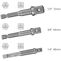 Miniatyrbillede 3 af 10: Nyeste hylseadapter, sæt 3-delt møtriknøglesæt til 1/2\" 3/8\" 1/4\" skraldenøgle, KoleZy