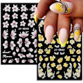 Miniatyrbild 3 av 5: 3D Självhäftande Nagelstickers med Vårblommor Stereoskopisk Färgglad Dekoration 4 Ark