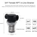 Miniatyrbillede 4 af 5: 3/4\" Vandpumpefilter med 100 Mesh Rustfrit Stål Skærm, Inline Filter, Havevandingsfilter