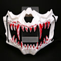 Miniatyrbilde 4 av 11: 2 stk Halloween todimensjonal halvmaske blødende maske tiger Yasha Tengu ulv nue maske danseforestillingsmaske Yaksha white bleeding