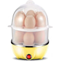 Miniatyrbilde 1 av 8: Multifunksjonell elektrisk eggkoker i rustfritt stål (dobbelt lag) Kan koke 14 egg om gangen, flertrinns timer selvkontroll koking av kylling, med automatisk Yellow