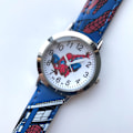 Miniatyrbilde 1 av 2: Spiderman-klokke for barn med LED-lys og blinkende silikonrem i blått