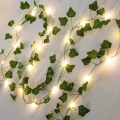 Miniatyrbillede 1 af 5: Lyskæde med blade, 2 m efeu lyskæde, 20 LED-pærer, plantevægsdekoration til forår, bryllupsfest, havefestival