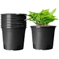 Miniatyrbillede 1 af 5: 10 stk. plastik urtepotter, 16 cm tykke plantepotter plantekrukke indendørs havearbejde potte (sort)