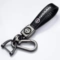 Leather Keychain with Car Brand Logo, Spring Lock and Ring, Compatible NISSAN