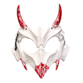 Miniatyrbild 6 av 11: 2st Halloween tvådimensionell halv ansiktsblödande mask tiger Yasha Tengu varg nue mask dansföreställningsmask Tengu black bleeding