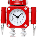 Miniatyrbild 1 av 5: Robotväckarklocka i rostfritt stål utan tickande - väckarklocka med blinkande ögonlampor