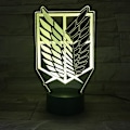 Miniatyrbillede 4 af 5: FaceToWind 1 stk. 7 farver Anime lampe Attack on Titan Wings of Liberty 3D lys berøring LED lampe USB eller 3AA batteridrevet lampe Børns gave lampe