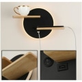 Miniatyrbillede 1 af 5: LED indendørs væglampe med USB-port, moderne væglampe med afbryder, læselampe, sengelampe, belysning, nattelys, 301912cm sort [Energiklasse A]