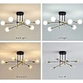 Miniatyrbilde 5 av 5: Industriell taklampe, taklampe, E27 industriell lysekrone, 6-pendel lysarmatur for soverom stue (pære ikke inkludert)