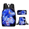 Pikkukuva 1 / 3: Sonic-koululaukku Sonic kolmiosainen yhdistelmä oppilaan anime-reppu sarjakuvakoululaukku