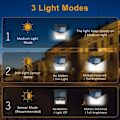 Miniatyrbild 2 av 5: Utomhus solcellslampa rörelsesensor, 3 lägen utomhus solcellslampa Ip65 vattentät, [2-pack 144 LED] trådlös solcellsbelysning för trädgård - 2 st