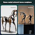 Miniatyrbild 3 av 5: Metallkonst Hästskulptur, Metallhästskulpturer och statyer, LED-belysning Moderna hästkonstverk Statyer