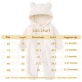 Miniatyrbild 3 av 6: Nyfödd Fleece Huvtröja Långärmad Onesies 90cm