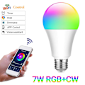 Miniatyrbillede 3 af 5: E27 B22 E26 Wifi-pære, dæmpbar, stemmestyring, Rgb 7w, mobil trådløs Wifi Smart Led-pære til indendørs brug