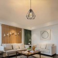 Miniatyrbilde 2 av 4: Diamantformet anheng lysekrone E27 Moderne industriell taklampe for soverom restaurant spisestue - Svart